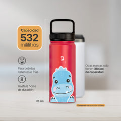 Botella Térmica Para Niños | Dinosaurio 355 y 532 ml