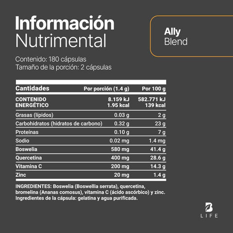 Ally Blend | Mezcla A Base De Boswellia, Bromelina, Quercetina, Vitami ...