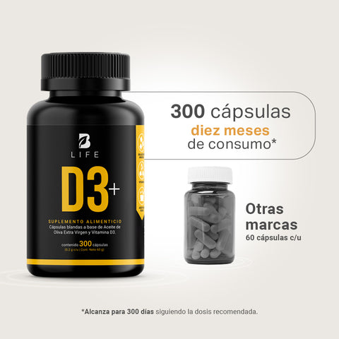 Vitamina D3 B Life® 5000 UI 300 Cápsulas 200 Mg | D3 Plus – B Life